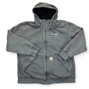 Carhartt Hoodie Men's Large Gray Full Zip Fleece Loose Fit Midweight Sweatshirt